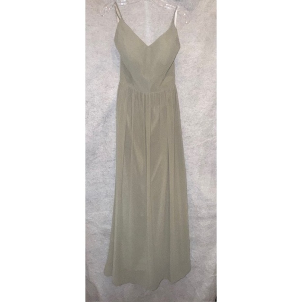 Revelry Sage Silver Style 9339R Maxi Dress Size 6 Spaghetti Straps Cutout Back